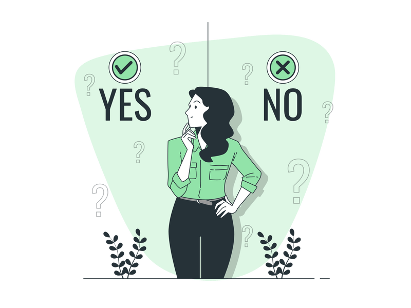 メリット・デメリットを比較検討して迷っているイメージ